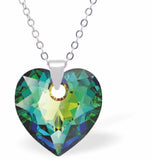 Austrian Crystal Multi Faceted Heart Necklace in Vitrail Medium, with a choice of chains