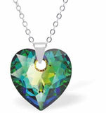 Austrian Crystal Cute Heart Necklace in Vitrail Medium with a Choice of Chains