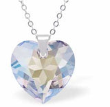 Austrian Crystal Multi Faceted Heart Necklace in Clear Crystal Shimmer with a Choice of Chains