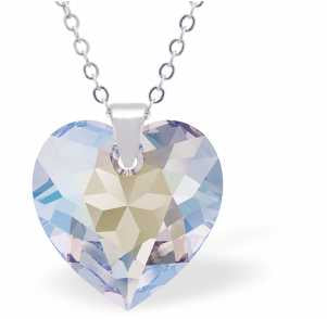 Austrian Crystal Cute Heart Necklace in Clear Crystal Shimmer with a Choice of Chains