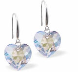 Crystal Multi Faceted Heart Drop Earrings in Clear Crystal Shimmer
