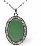 Austrian Crystal Classic Oval Jade Necklace in Jade Green with a choice of Chain