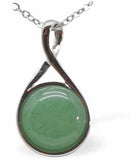 Austrian Crystal Classic Circular Jade Necklace with a Twist in Jade Green with a choice of Chain