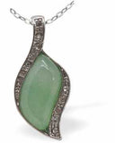 Austrian Crystal Classic Leaf-like Jade Necklace with a Twist in Jade Green with a choice of Chain