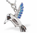 Designer Hummingbird Necklace by Byzantium, Silver Coloured with Crystal Embellishement and Rhodium Plated