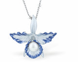 Designer Orchid with Pearl Centre Necklace Rhodium Plated, Hypoallergenic; Lead, Cadmium and Nickel Free 40mm in size