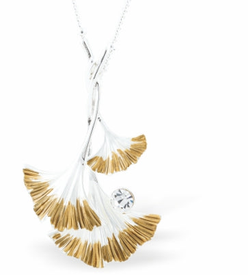 Designer Three Fans Necklace by Byzantium Rhodium Plated, Hypoallergenic; Lead, Cadmium and Nickel Free 50mm in size