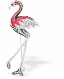 Elegant Designer Flamingo Brooch, Crystal Encrusted, Rhodium Plated