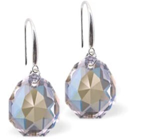 Austrian Crystal Multi Faceted Majestic Drop Earrings Clear Crystal Shimmer in Colour 11.5mm in size See matching necklace MA10 Delivered in a soft, black, velveteen pouch