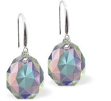 Austrian Crystal Multi Faceted Majestic Drop Earrings Aurora Borealis Shimmer in Colour 11.5mm in size See matching necklace MA12 Delivered in a soft, black, velveteen pouch
