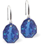 Austrian Crystal Multi Faceted Majestic Drop Earrings Bermuda Blue Shimmer in Colour 11.5mm in size See matching necklace MA16 Delivered in a soft, black, velveteen pouch