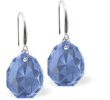Austrian Crystal Multi Faceted Majestic Drop Earrings Sapphire Blue Shimmer in Colour 11.5mm in size See matching necklace MA20 Delivered in a soft, black, velveteen pouch