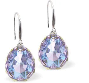 Austrian Crystal Multi Faceted Majestic Drop Earrings Vitrail Light Shimmer in Colour 11.5mm in size See matching necklace MA28 Delivered in a soft, black, velveteen pouch