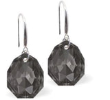 Austrian Crystal Multi Faceted Majestic Drop Earrings Silver Night Grey Shimmer in Colour 11.5mm in size See matching necklace MA32 Delivered in a soft, black, velveteen pouch