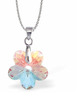 Austrian Crystal Daisy Necklace in Aurora Borealis with a choice of Chain