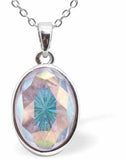 Austrian Crystal Multi Faceted Mystic Oval Necklace in Aurora Borealis with a choice of chains