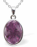 Austrian Crystal Multi Faceted Mystic Oval Necklace in Amethyst Purple with a choice of chains