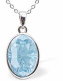 Austrian Crystal Multi Faceted Mystic Oval Necklace in Aquamarine Blue with a choice of chains