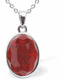 Austrian Crystal Multi Faceted Mystic Oval Necklace in Scarlet Red with a choice of chains