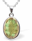 Austrian Crystal Multi Faceted Mystic Oval Necklace in Luminous Green with a choice of chains