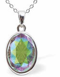 Austrian Crystal Multi Faceted Mystic Oval Necklace in Paradise Shine with a choice of chains