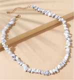 Artisan Natural Stone White Turquoise Necklace White Turquoise: for purifying energy and strenth 40cm in size and 20cm extension Hypoallergenic: Nickel, Lead and Cadmium Free  Delivered in a soft, black, velveteen pouch