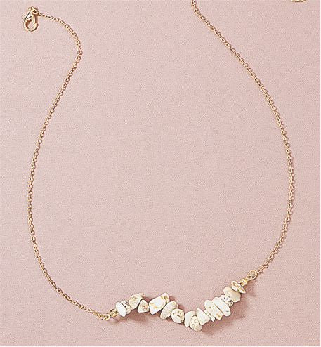 Artisan Natural Stone White Turquoise Necklace Golden Titanium Steel Chain 40cm in size Hypoallergenic: Nickel, Lead and Cadmium Free  Delivered in a soft, black, velveteen pouch