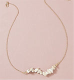 Artisan Natural Stone White Turquoise Necklace with Golden Titanium Steel Chain