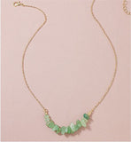 Artisan Natural Stone Green Aventurine Necklace with Golden Titanium Steel Chain