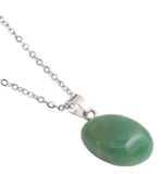 Artisan Natural Stone Single Green Aventurine Necklace with Titanium Steel