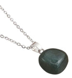 Artisan Natural Stone Single Black Obsidian Necklace with Titanium Steel