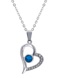 Paua Shell Crystal Encrusted Heart Necklace, Rhodium Plated