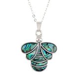 Natural Paua Shell  Bee Necklace, Rhodium Plated