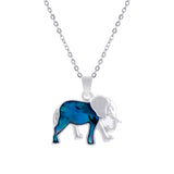 Natural Paua Shell Cute Indian Elephant Necklace, by Byzantium. Rhodium Plated, 25mm in size
