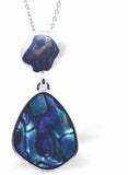 Natural Paua Shell Classic Doubledrop Necklace, by Byzantium. Rhodium Plated, 30mm in size