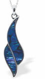 Natural Paua Shell Classic Ocean Waves Necklace, by Byzantium. Rhodium Plated, 36mm in size