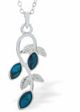 Paua Shell Weeping Willow Necklace, Rhodium Plated