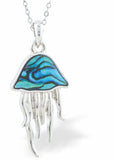 Natural Paua Shell Delicate Jellyfish Necklace, by Byzantium. Rhodium Plated, 30mm in size