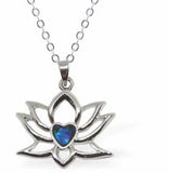 Paua Shell Lotus Blossom with Heart Necklace, Rhodium Plated