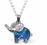 Paua Shell Cute Baby Elephant Necklace, by Byzantium. Rhodium Plated and 20mm in size