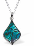 Paua Shell Pointed Rotund Drop Necklace, by Byzantium,. Rhodium Plated and 25mm in size
