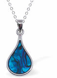 Paua Shell Raindrop Necklace, by Byzantium. Rhodium Plated and 20mm in size