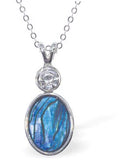 Paua Shell Oval with Crystal Necklace, Rhodium Plated