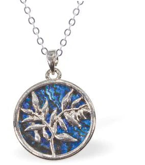 Paua Shell Leaf Necklace  Hypoallergenic: Rhodium Plated, Nickel, Lead and Cadmium Free Greeny Blue in colour 24mm in size See matching earrings P495 Delivered in a soft, black, velveteen pouch