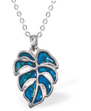 Paua Shell Fern Necklace, Rhodium Plated