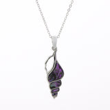Natural Paua Shell Conch Shell Necklace,  Rhodium Plated.