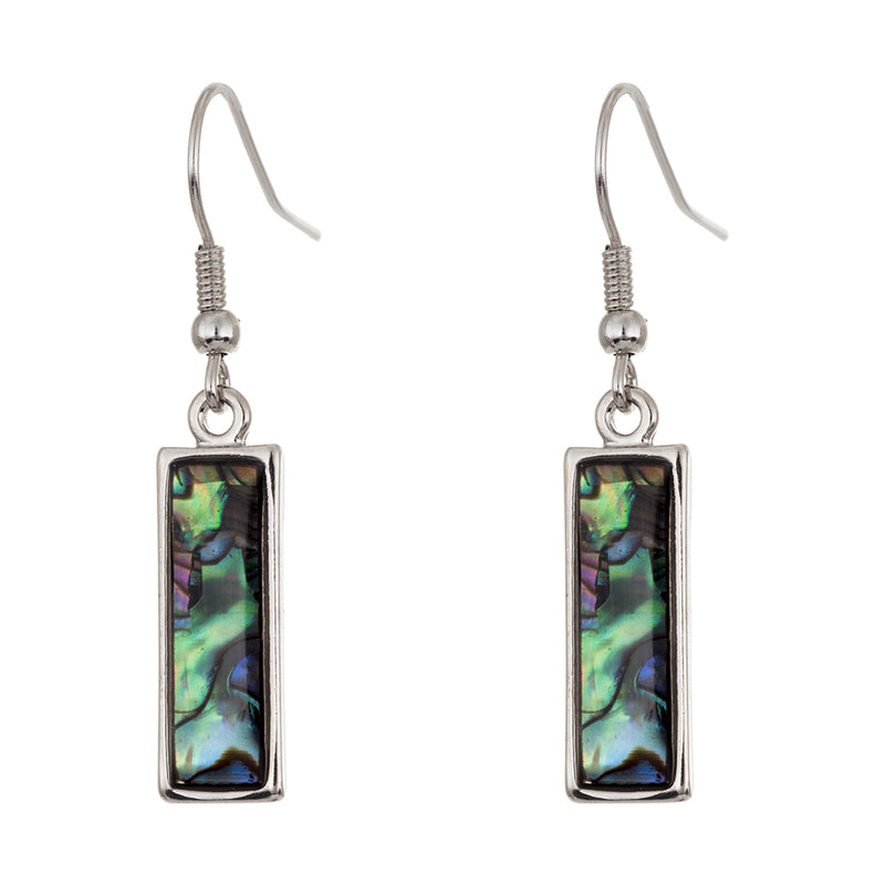 Paua Shell Baguette Drop Earrings