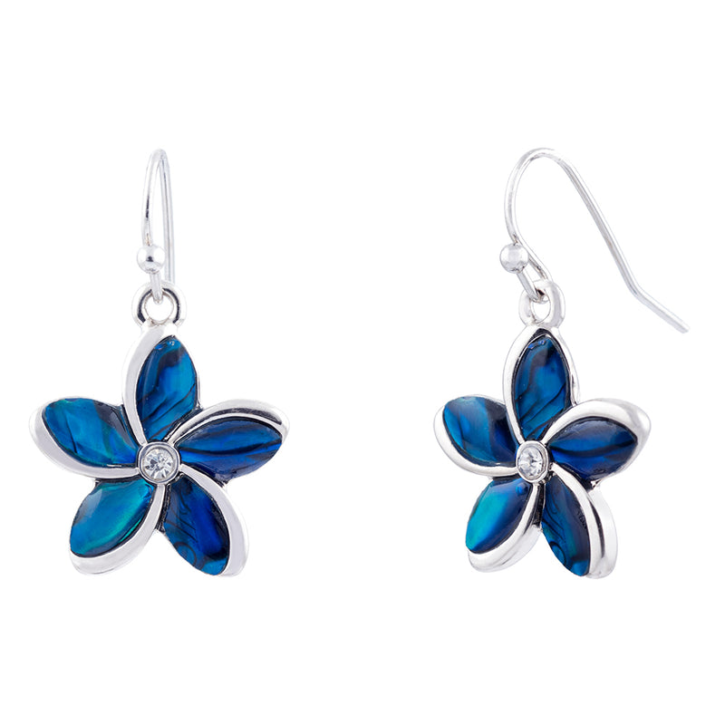 Paua Shell Daisy with Crystal Drop Earrings