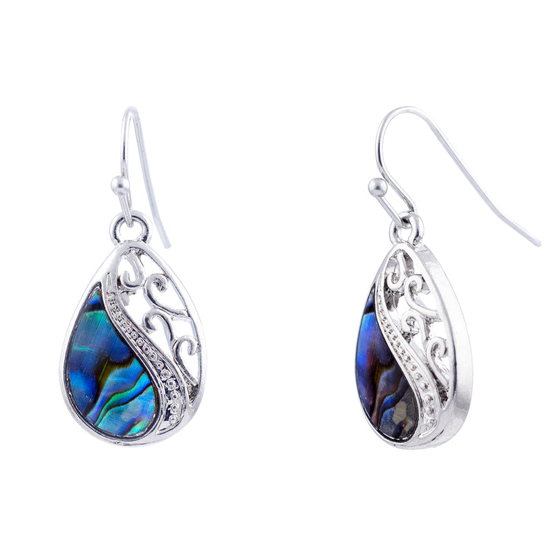 Paua Shell Laced Teardrop Drop Earrings