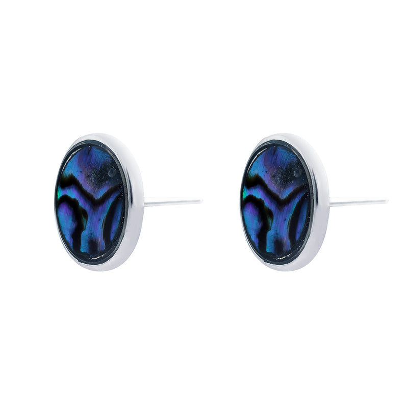 Paua Shell Oval Stud Earrings
